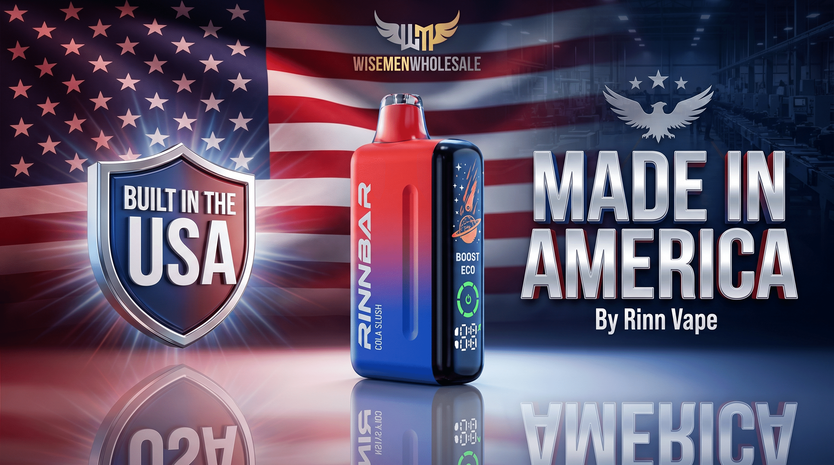 Rinnbar disposable vape built in the USA by Rinn Vape American-made manufacturing